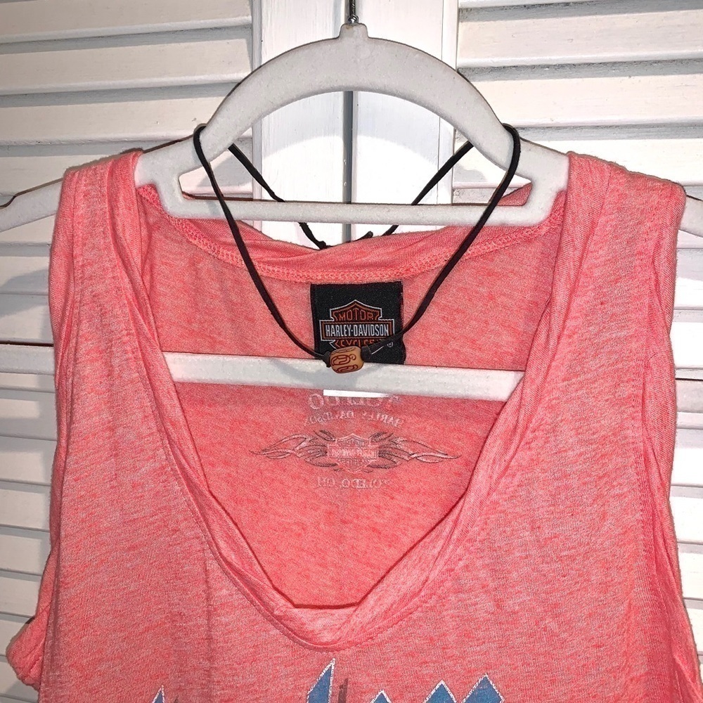 Harley Davidson Women’s Tank Top Pink Small with necklace - Picture 4 of 8